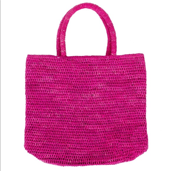 The Little Market Raffia Tote Hot Pink - Picture 4 of 11